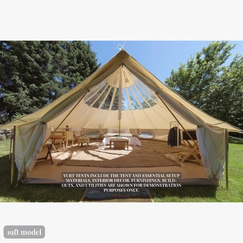 Yurt Tent Stella Stargazer by Life in Tents 19ft front view of interior 1 bed