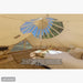 Yurt Tent Stella Stargazer by Life in Tents 19ft interior view left side of bed closed front door 360 degree transparent clear top tent roof panels