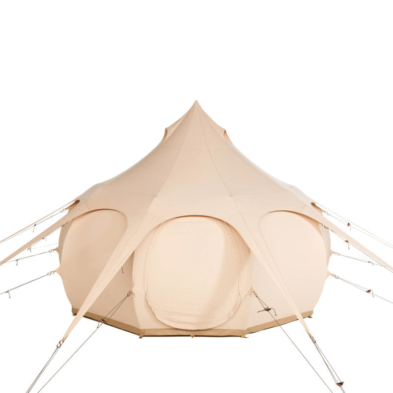 Yurt Tent Temple Apex by Canvas Camp stock photo front view closed door