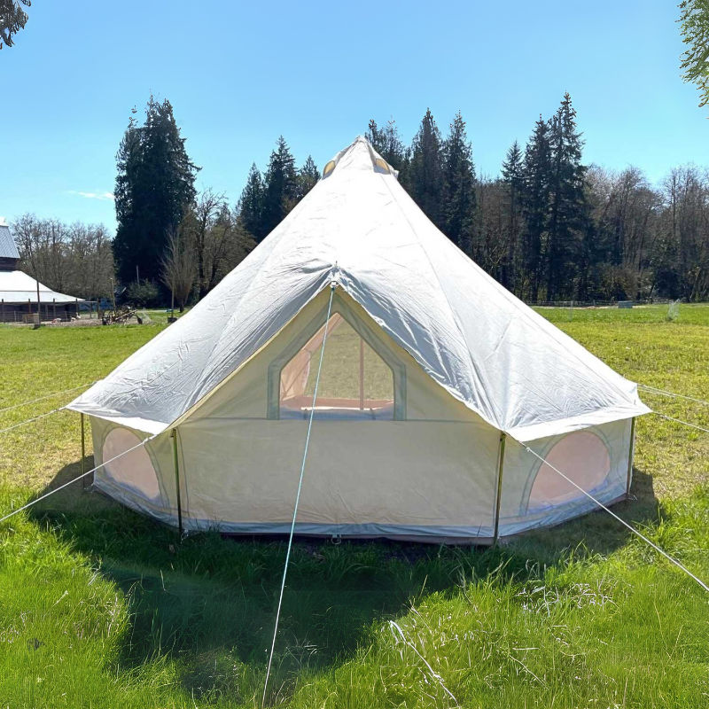 Yurt Tent Zephyr by Life in Tents 16ft rear view in field of grass