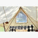 Yurt Tent Zephyr by Life in Tents 19ft interior view of picture window with plaid blanket