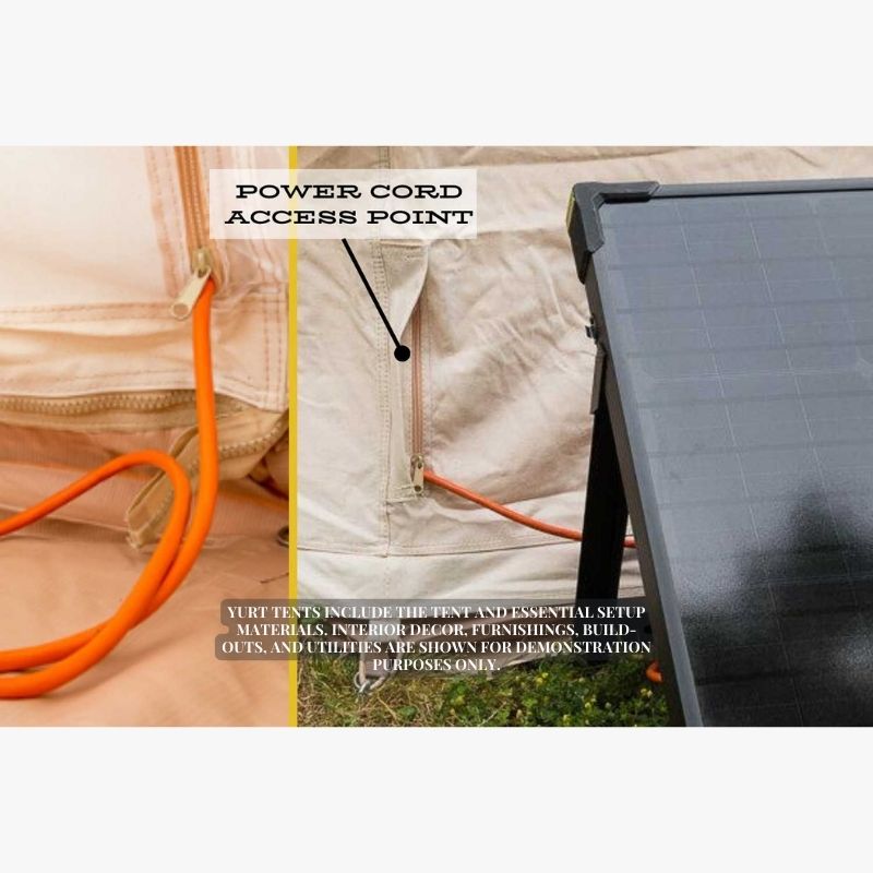 Yurt Tent Zephyr by Life in Tents power cord access point near solar panel